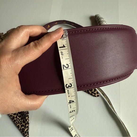 Betsey Johnson Plum Shoulder Bag with Leopard Detail
